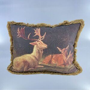 rustic stag & doe lodge pillow woodland hunting decor 18"x12" down filled insert